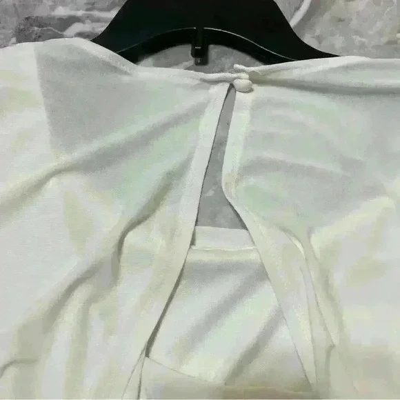 Scarlett Nite Ivory Sleeveless Layered Dress Flowy Top Fitted Lace Skirt Lined - Picture 6 of 11